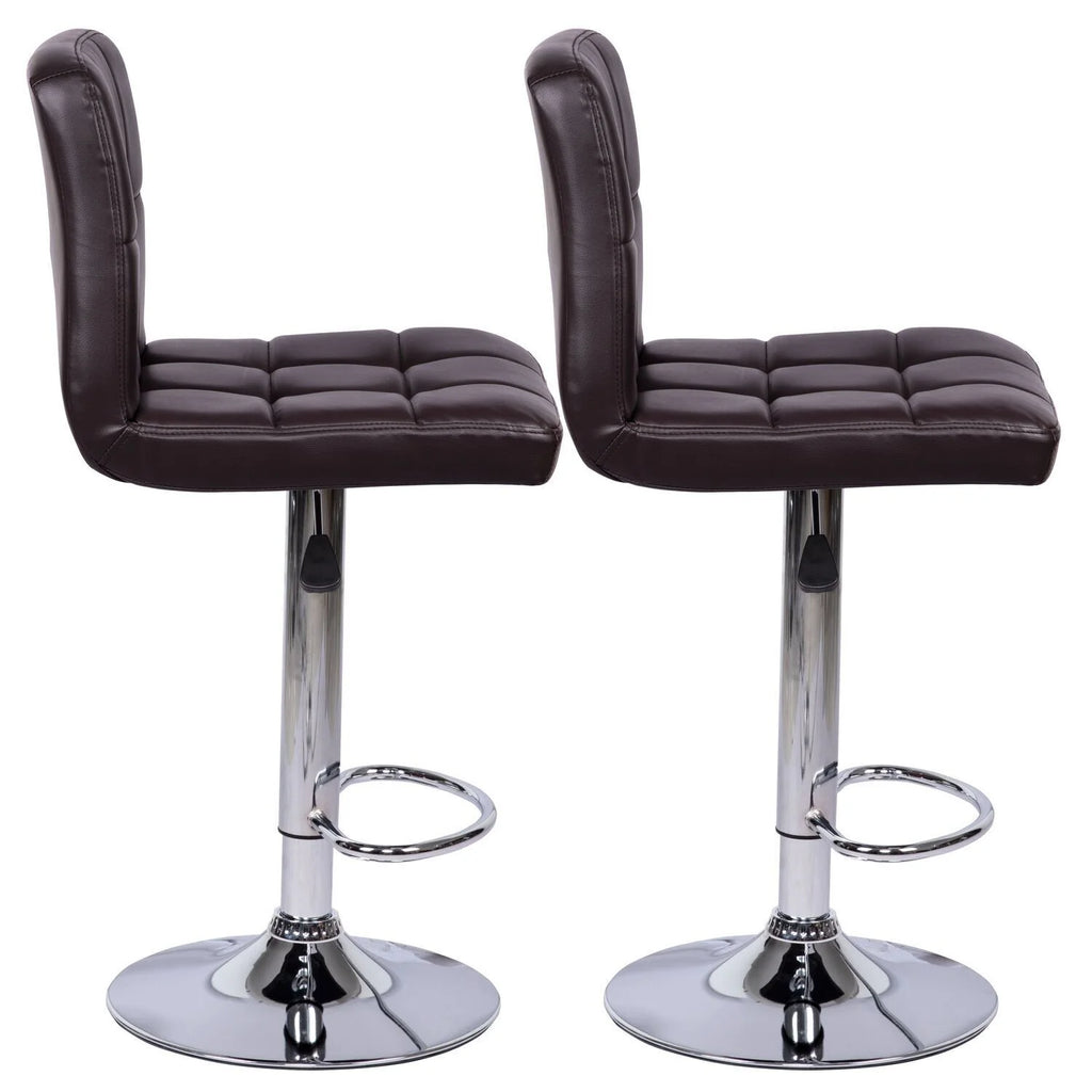 Espresso Adjustable Swivel Leather Barstool Set of 2 H7028