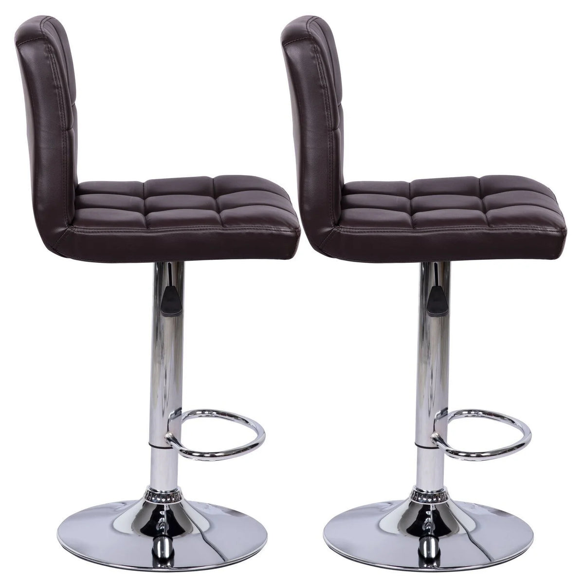 Espresso Adjustable Swivel Leather Barstool Set of 2 H7028