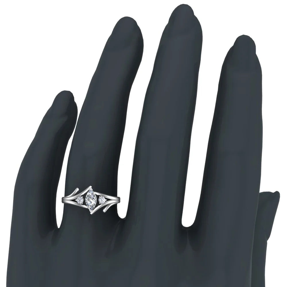 14K White Gold Marquise Cut Engagement Ring C345665