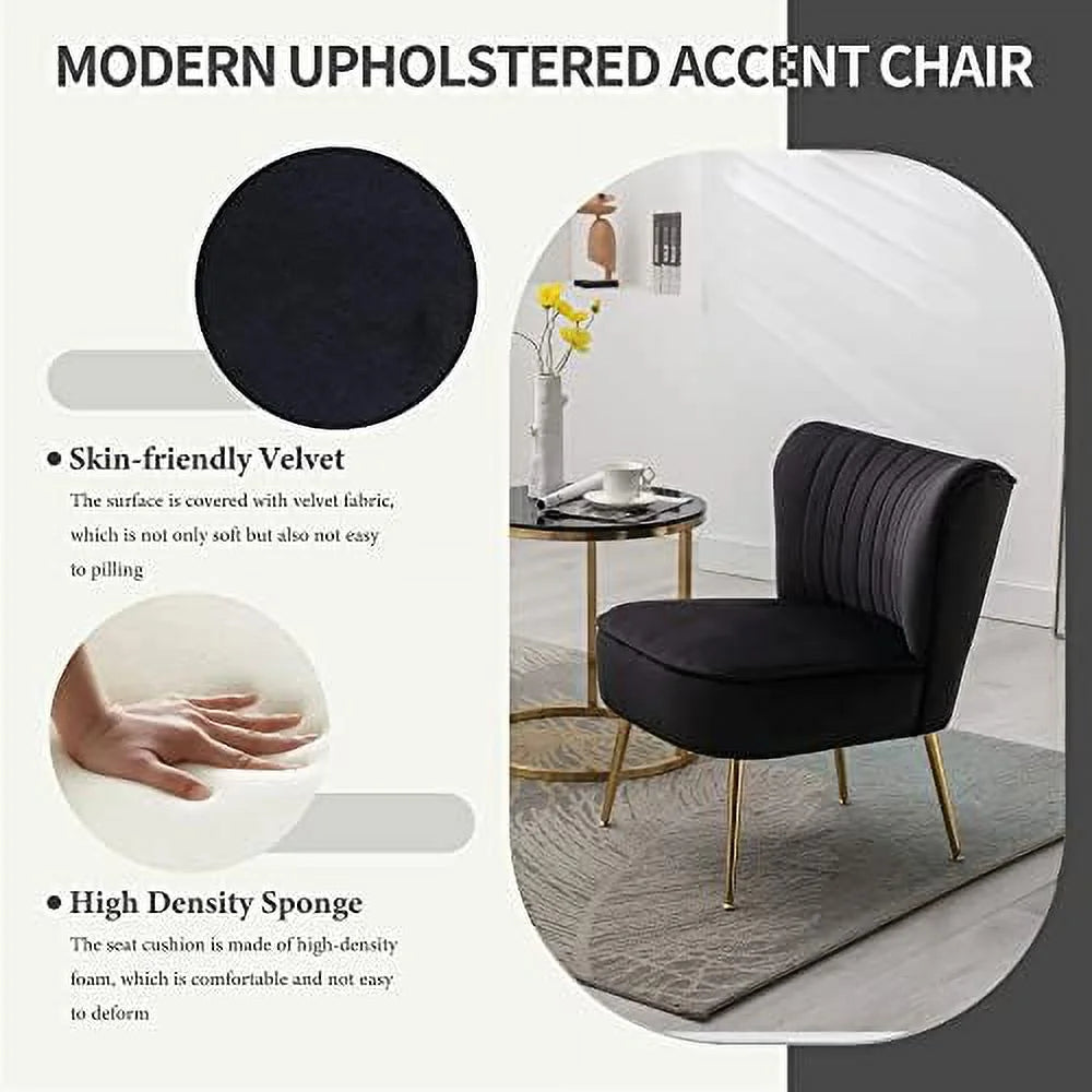 Light Gray Velvet Accent Chair with Golden Legs K5370