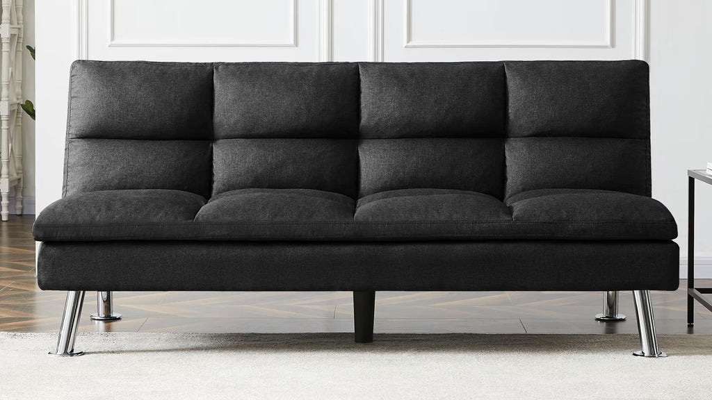 Black Fabric Futon Sofa Bed X816807