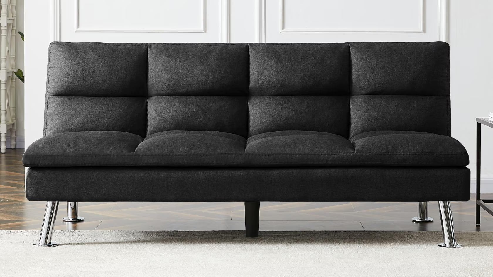 Black Fabric Futon Sofa Bed X816807