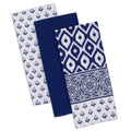 Blue and White Floral Print Rectangular Dishtowels Set of 3 M36774