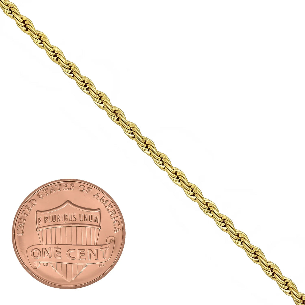 14k Yellow Gold Plated Twisted Rope Chain Necklace, 22 inches M35078