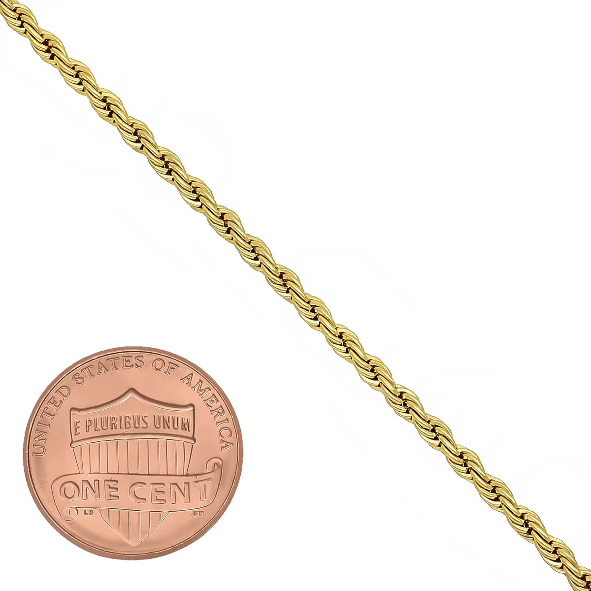 14k Yellow Gold Plated Twisted Rope Chain Necklace, 22 inches M35078
