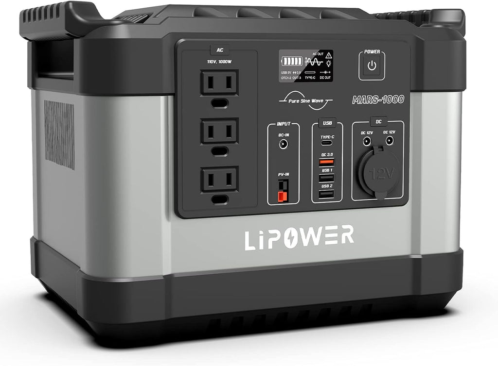 Portable Power Station 1000W Solar Generator with 3 110V Pure Sine Wave AC Outlet H437083