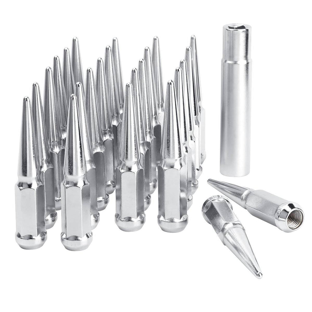24 Silver M14X1.5 Cone Seat Closed End Wheel Lug Nuts D92893