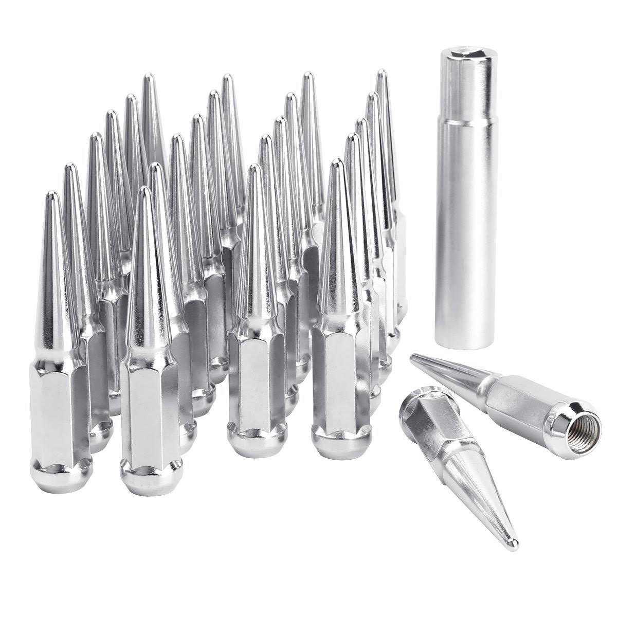 24 Silver M14X1.5 Cone Seat Closed End Wheel Lug Nuts D92893