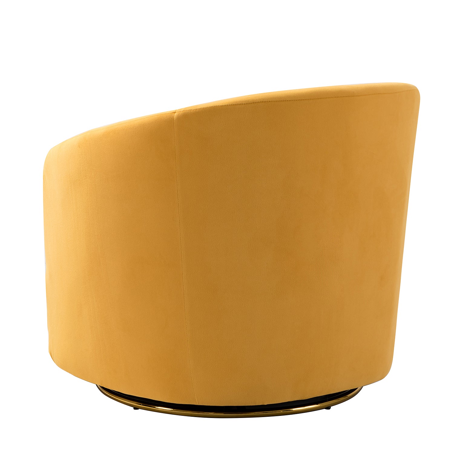 Mustard Velvet Swivel Barrel Chair with Wood Frame and Metal Base G38806