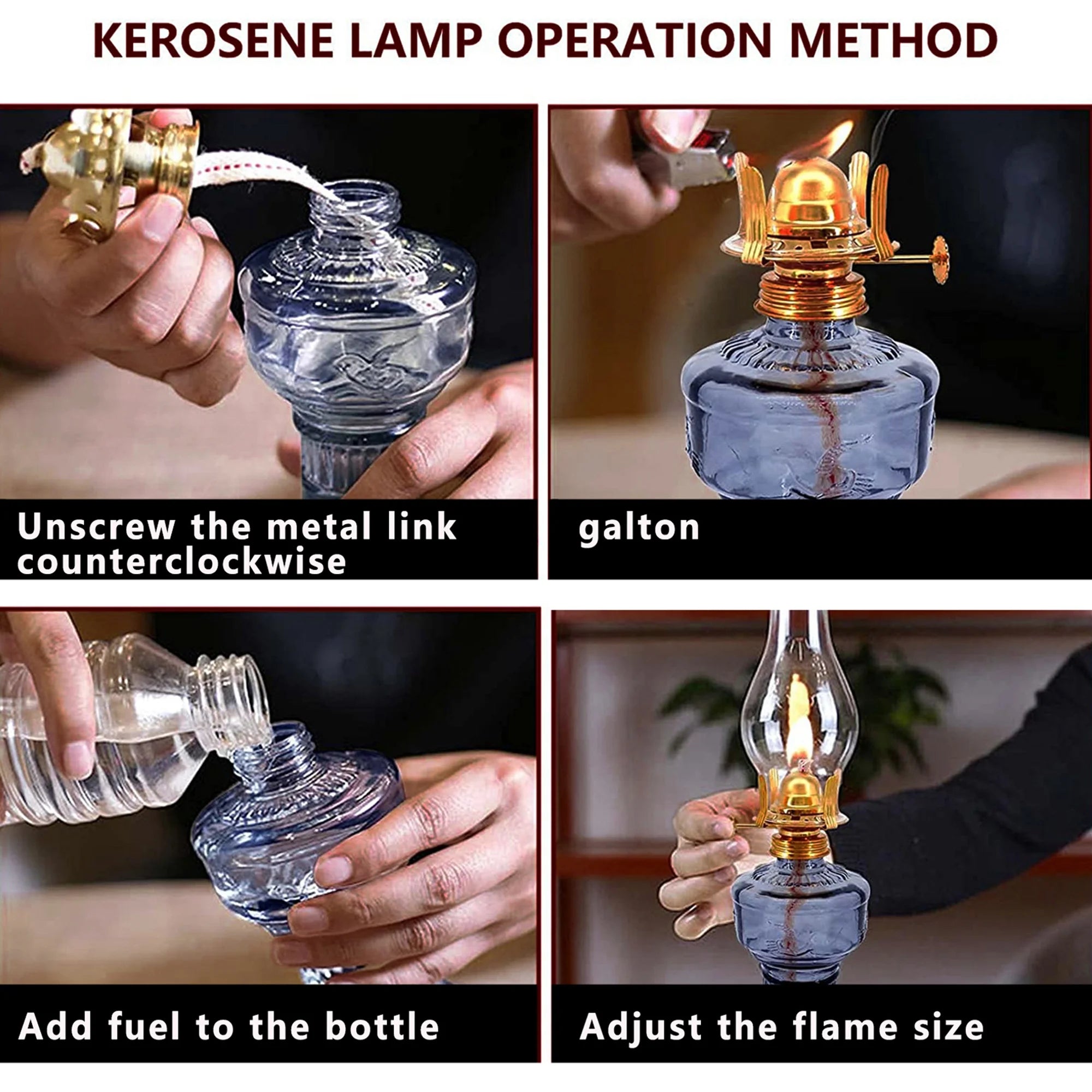 Retro Kerosene Oil Lamp with Clear Glass Shade S877