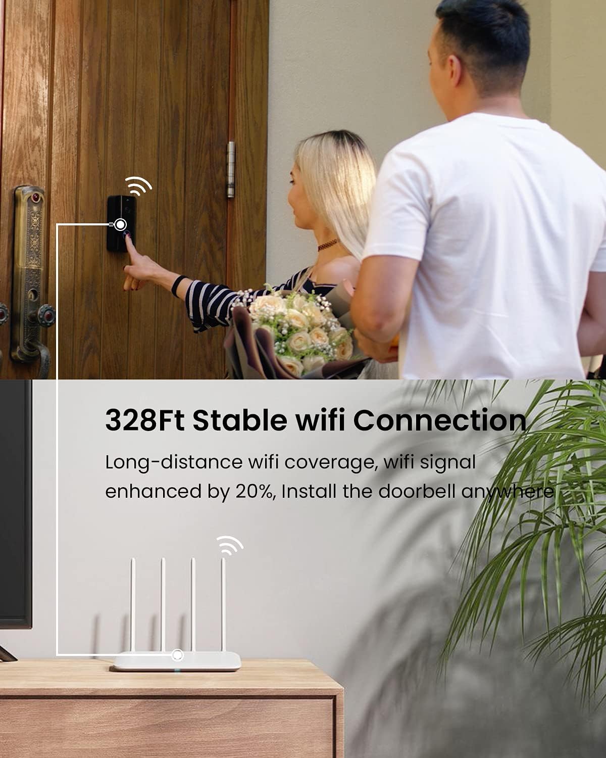 Video Doorbell Camera with Chime, 1080P Rechargeable Battery Powered, 2-Way Audio, Motion Detection, Night Vision T43751
