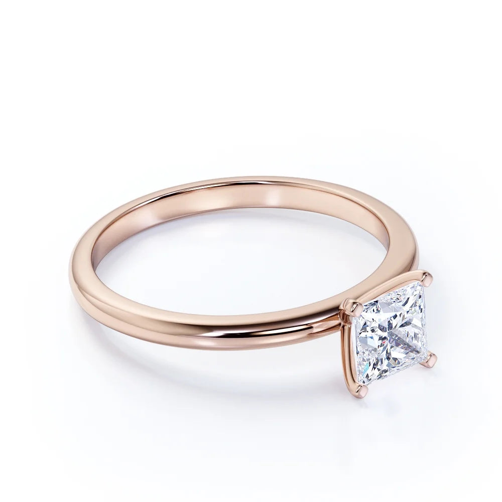10k Rose Gold Princess Cut Moissanite Engagement Ring J5181