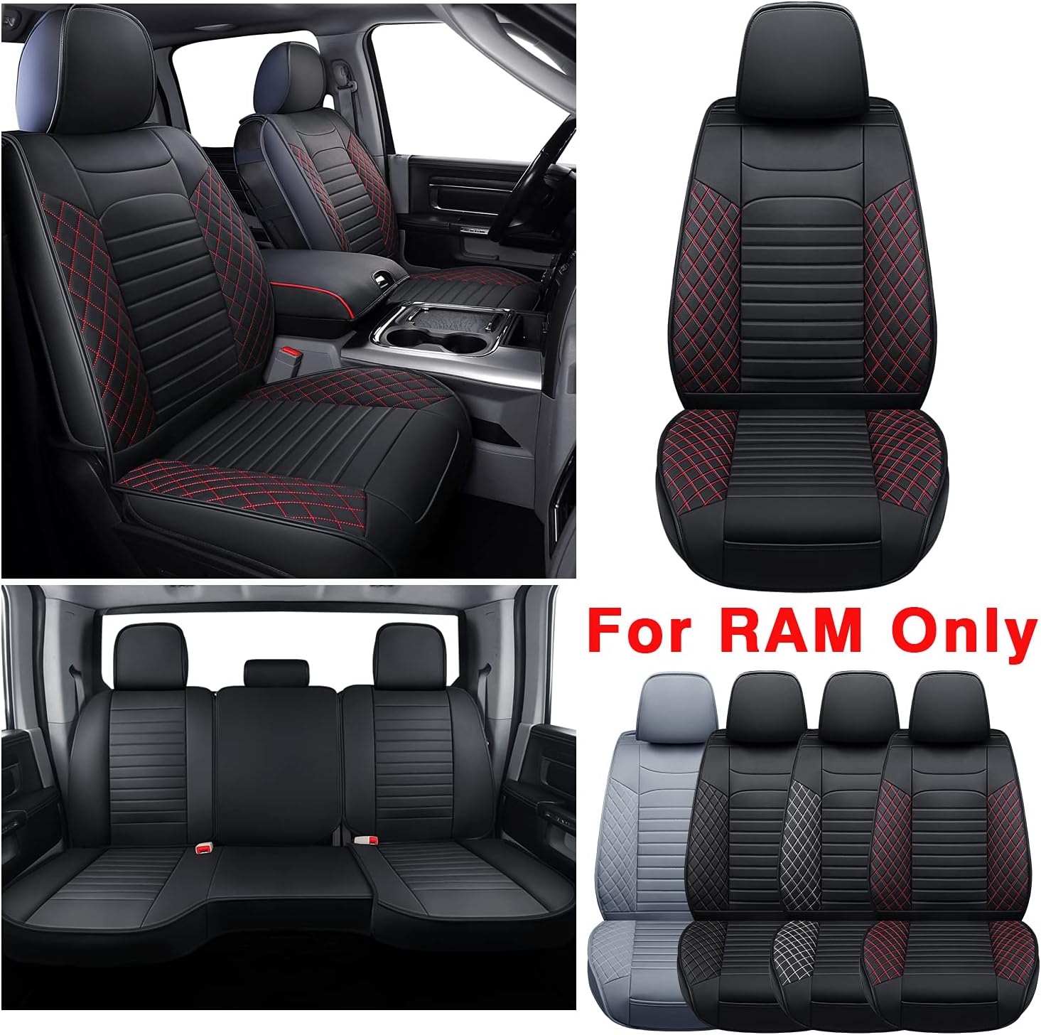 Black Waterproof Faux Leather Bench Seat Covers W58543
