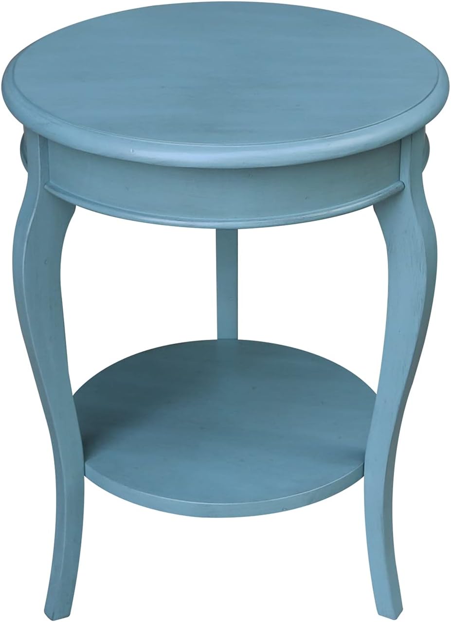 Round End Table, 18 Inches Wide, Heather Grey-Antique Washed L202