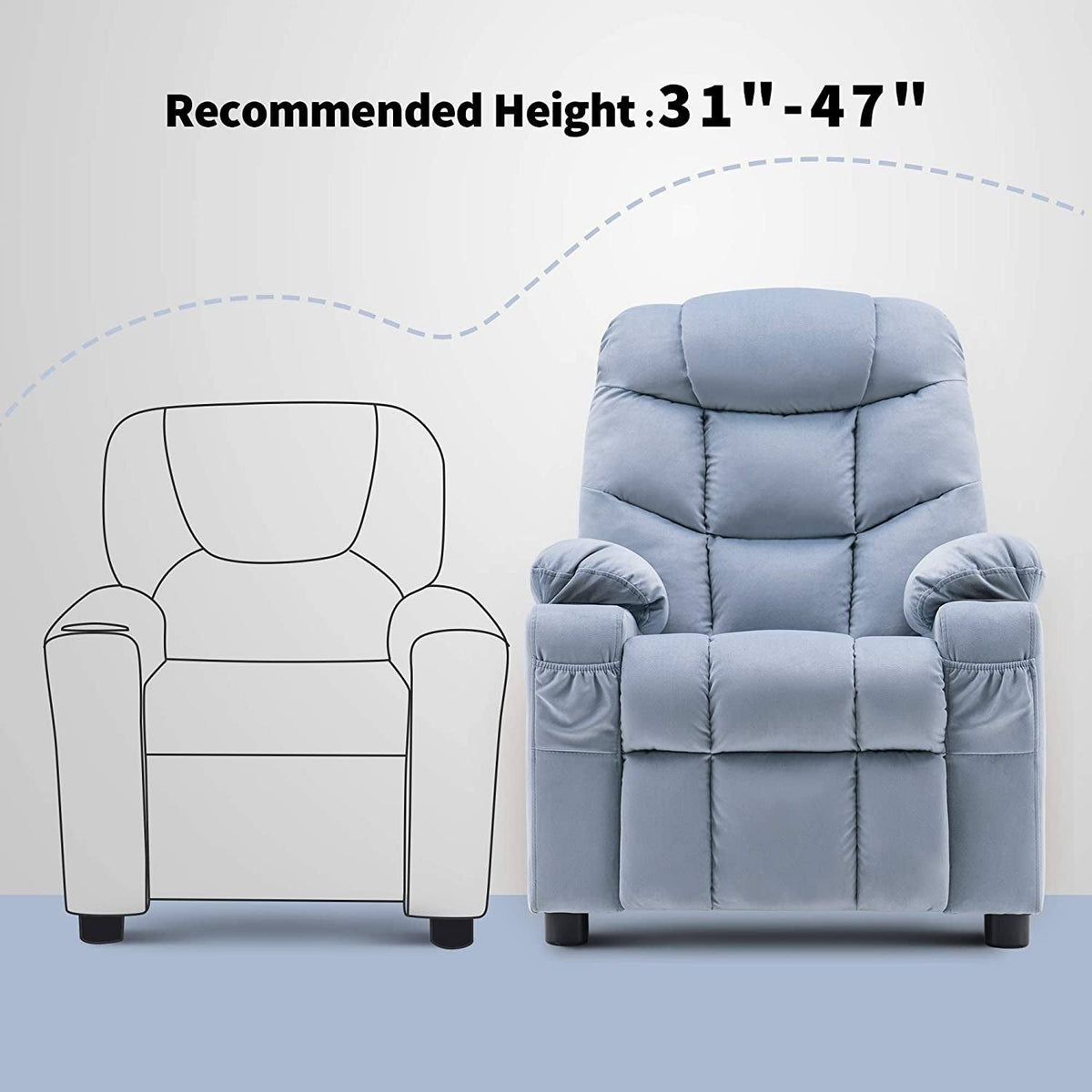 Velvet Recliner Chair with Cup Holders D899450