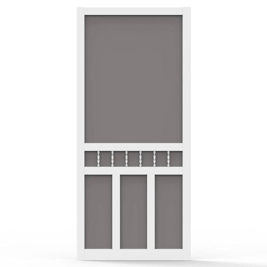 White Vinyl Frame Hinged Decorative Screen Door D1341