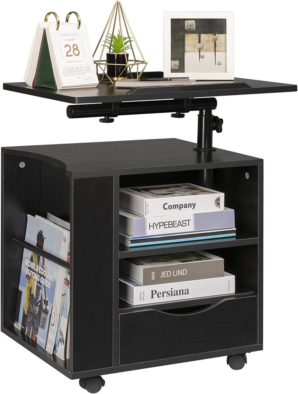 Black Wooden Bedside Table with Drawers R44547