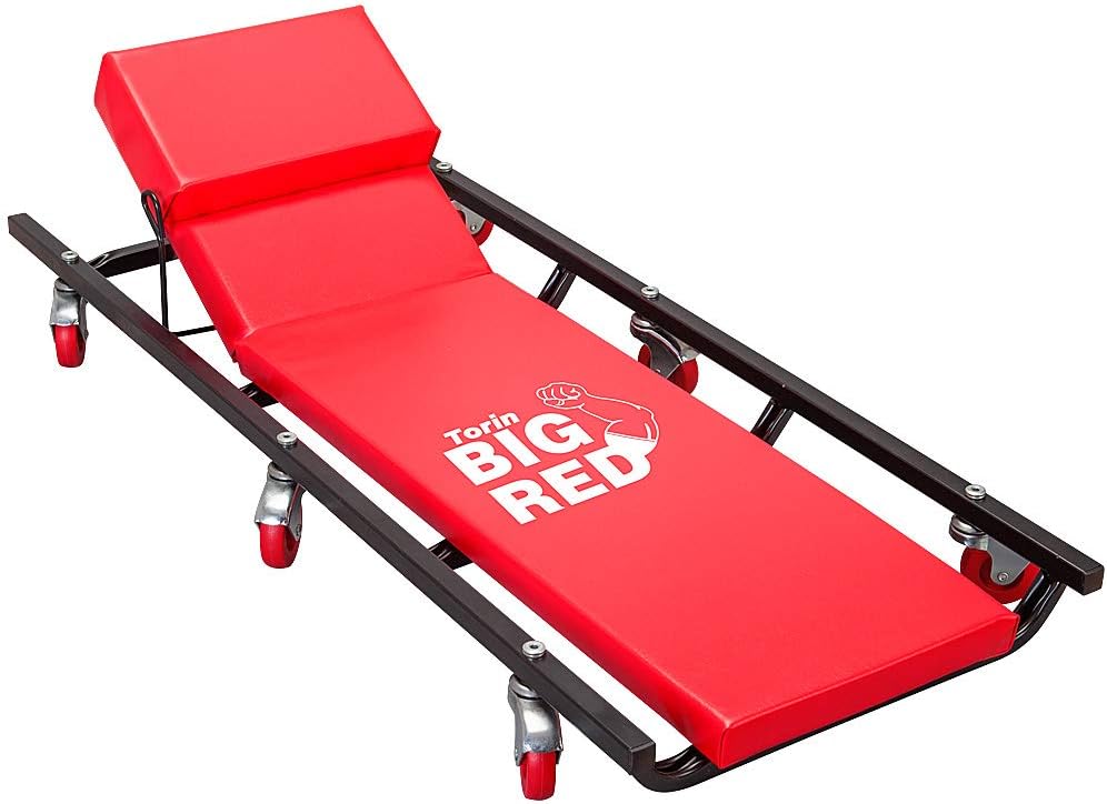 40 Padded Mechanic Cart with Adjustable Headrest and 6 Casters Q3959
