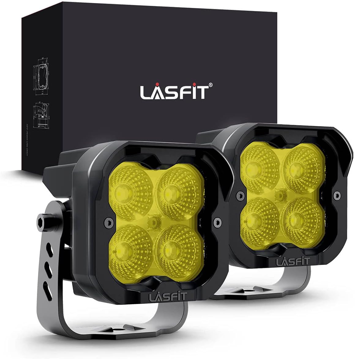 Yellow 3 inch LED Light Pods Spot Pair U170820