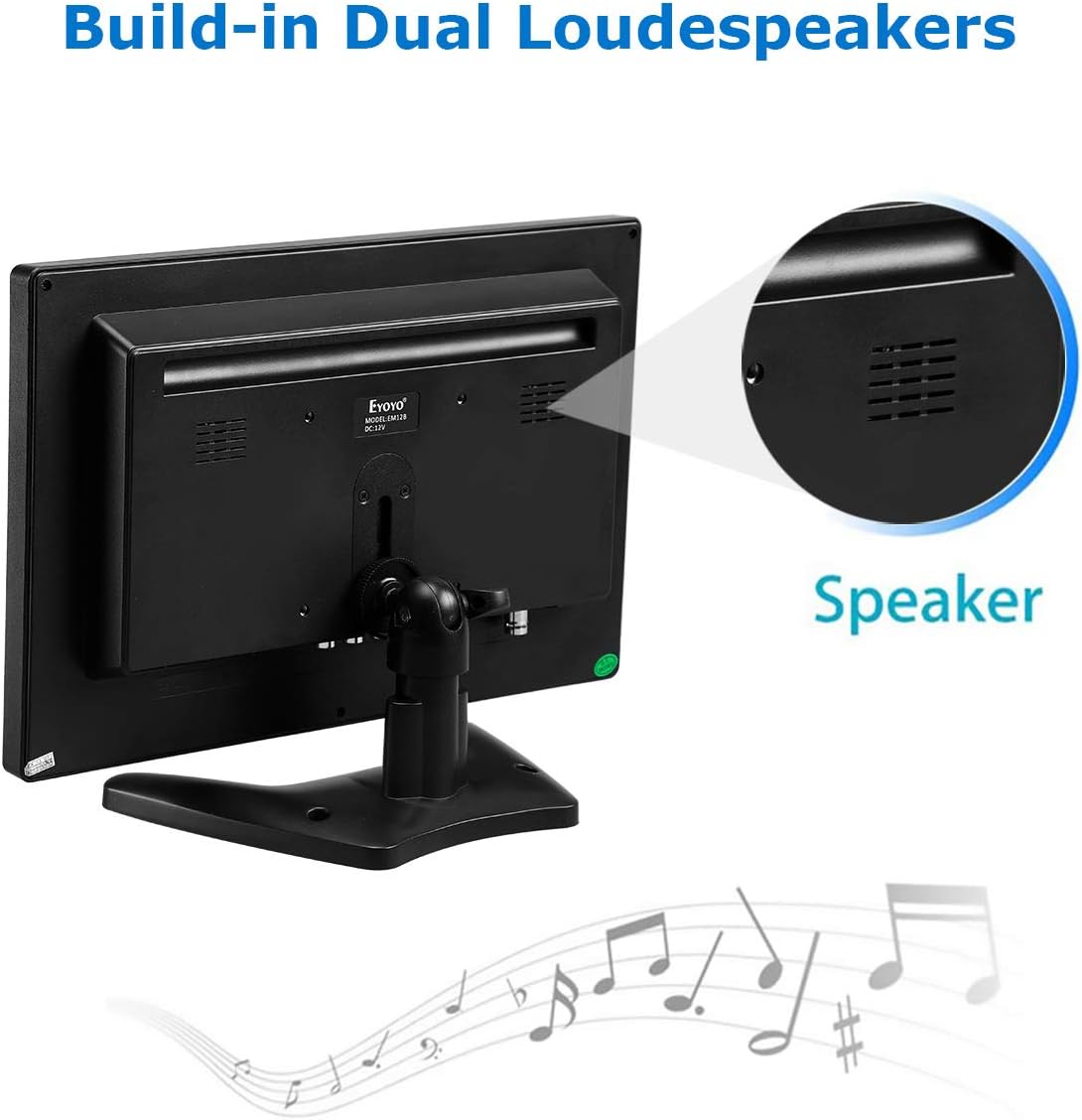 12" TFT LCD Monitor with AV HDMI BNC VGA Input 1366x768 Portable HD Display with Built-in Speaker D504