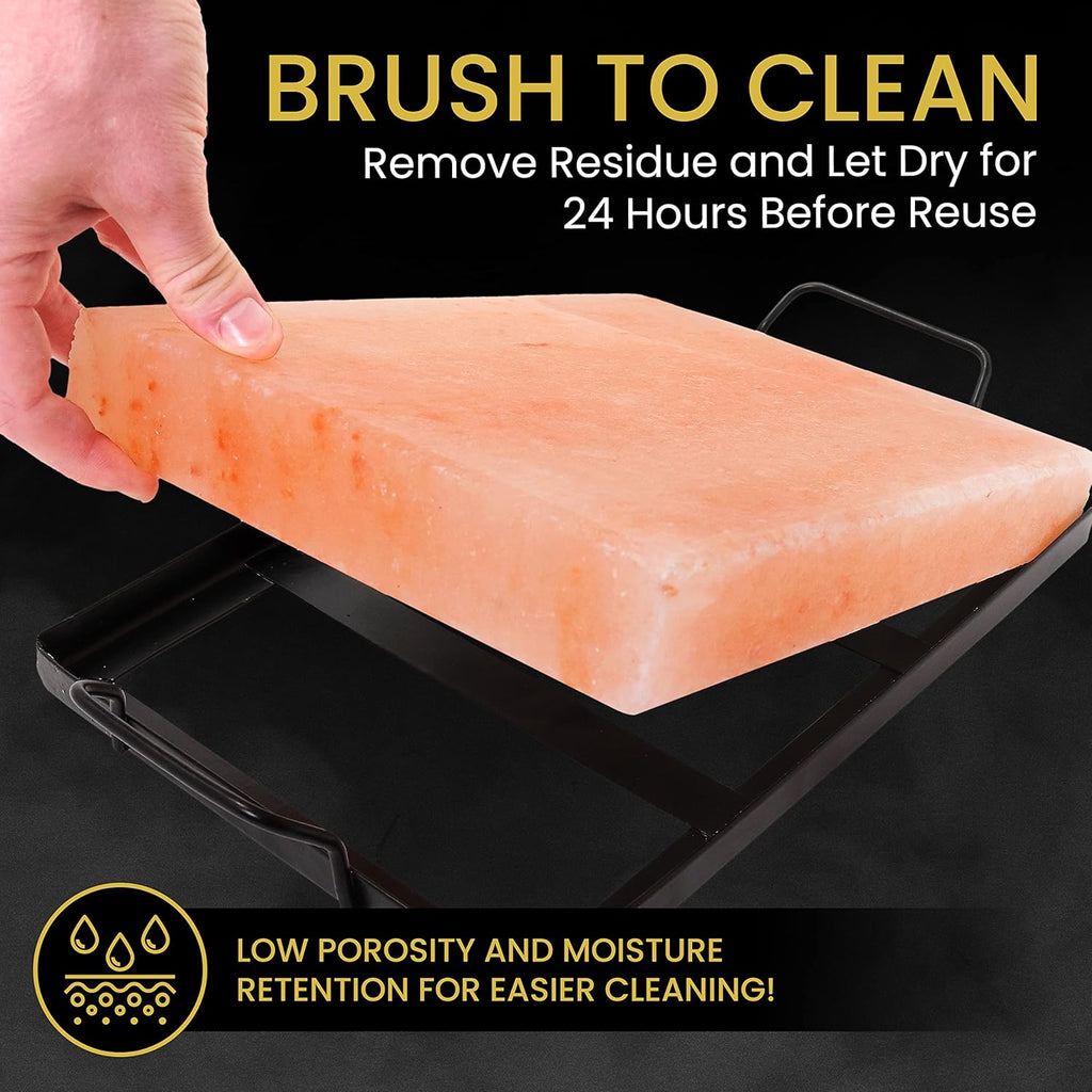 Himalayan Rock Salt Cooking Block with Metal Tray 12x8x1.5 inches 12lbs Kosher Food Grade Natural Pink Salt Pack of 2 V7005