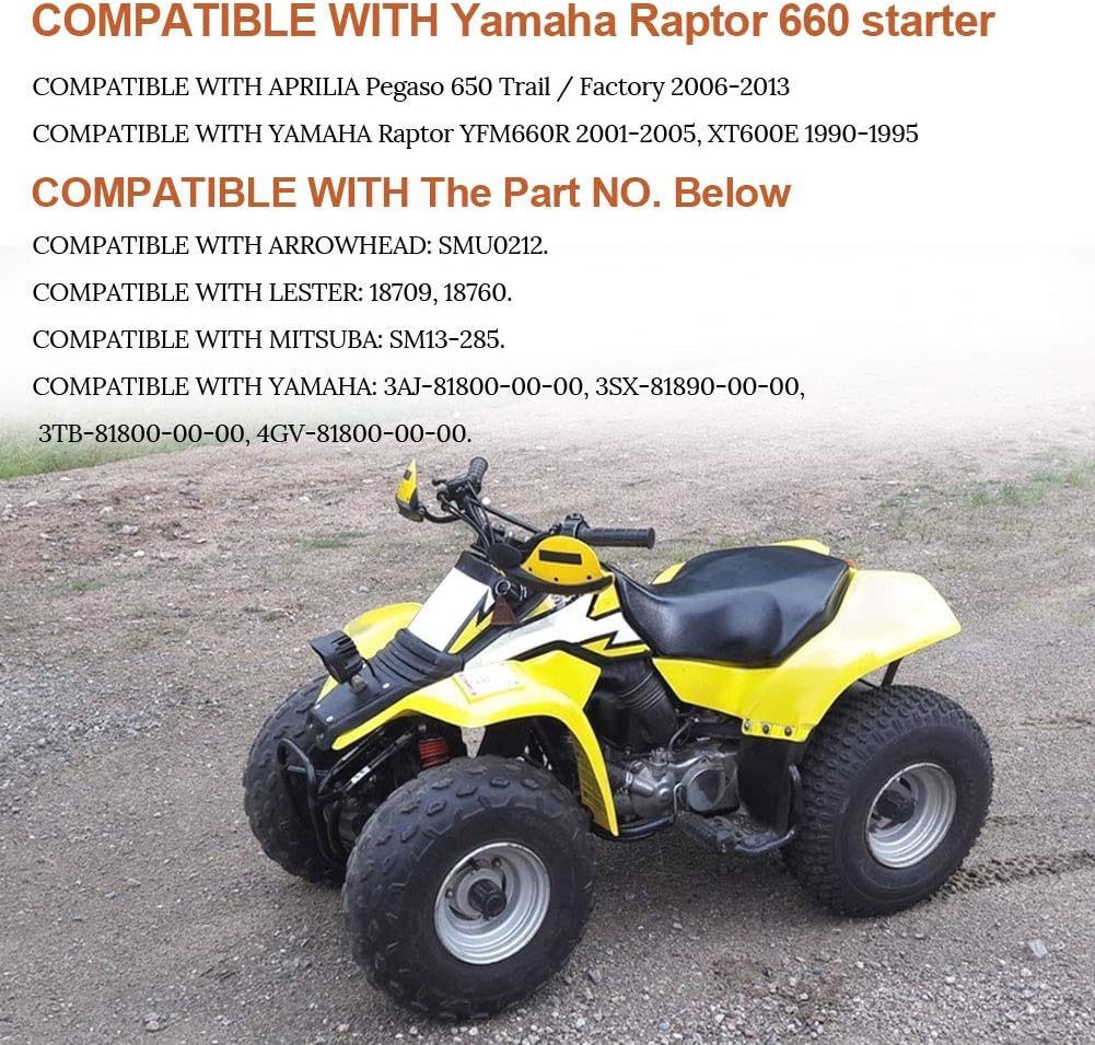Starter Compatible with Yamaha Raptor 660 2001-2005 Pack of 2 J8397