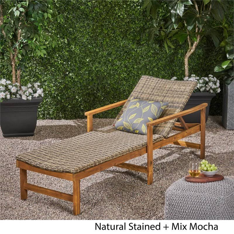 Acacia Wood Chaise Lounge in Mixed Mocha K69439