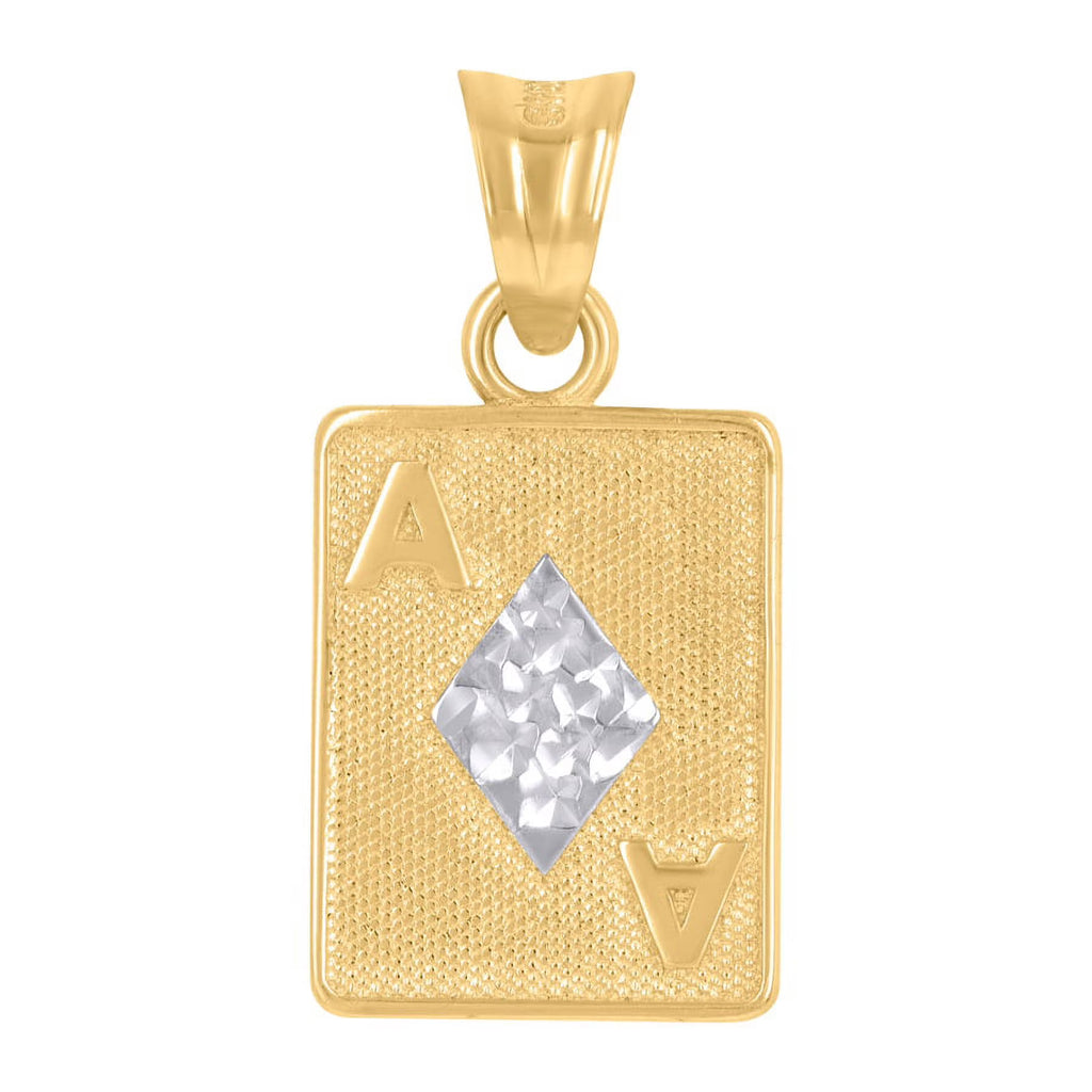 Two Tone Gold Playing Cards Charm Pendant Necklace Y25235