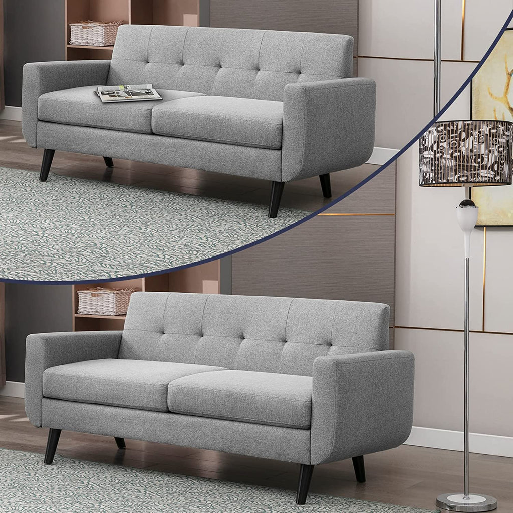 68" Futon Sofa 2-Seat Loveseat with Cushion, Light Gray R581
