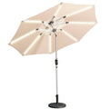 Sand Aluminum Patio Umbrella with Solar LED Lights X9355