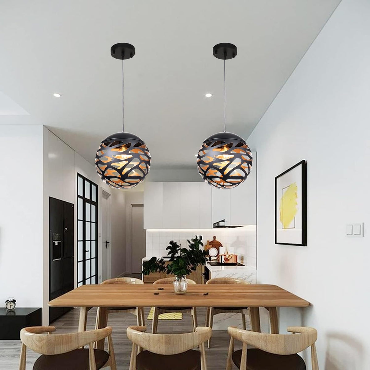 Matte Black Metal Pendant Light with Bulb Included X23756