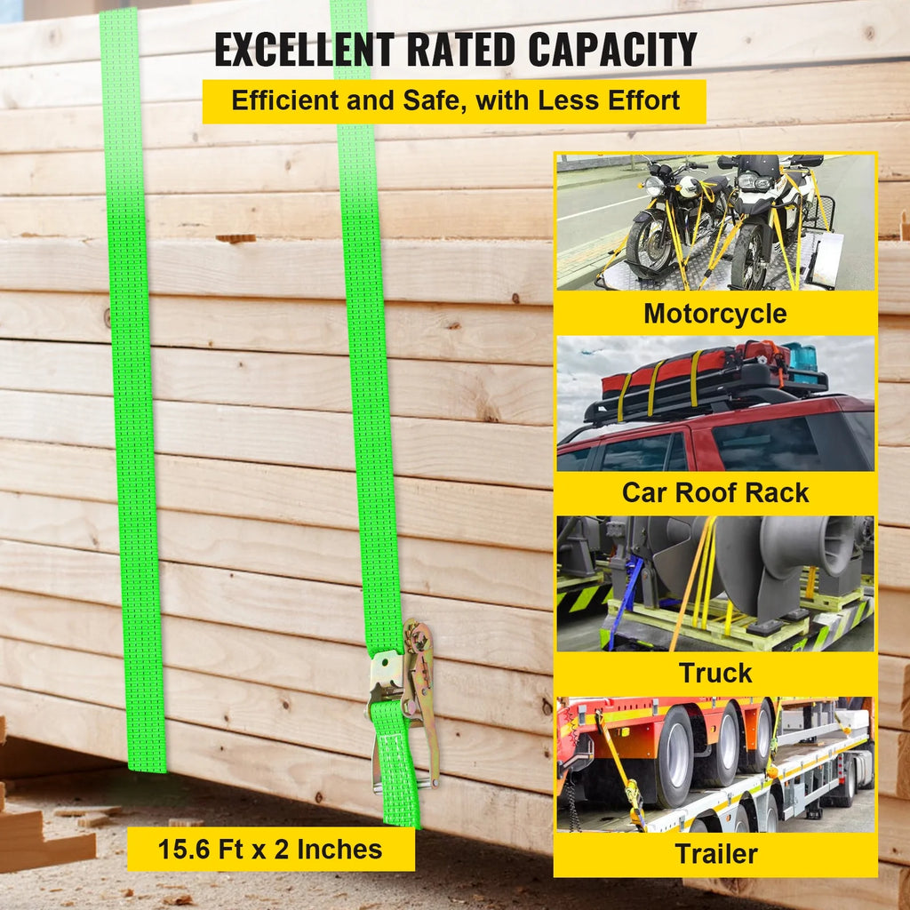 Green Polyester Ratchet Tie Down Strap 12 PCs U853