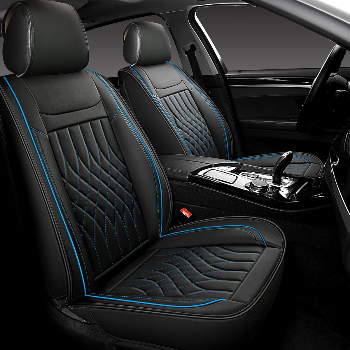 Grey Leather Car Seat Covers 2 PCS Front Y168