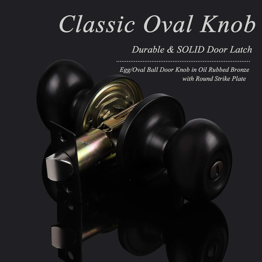6 Packs Oil Rubbed Bronze Privacy Door Knobs with Lock N551
