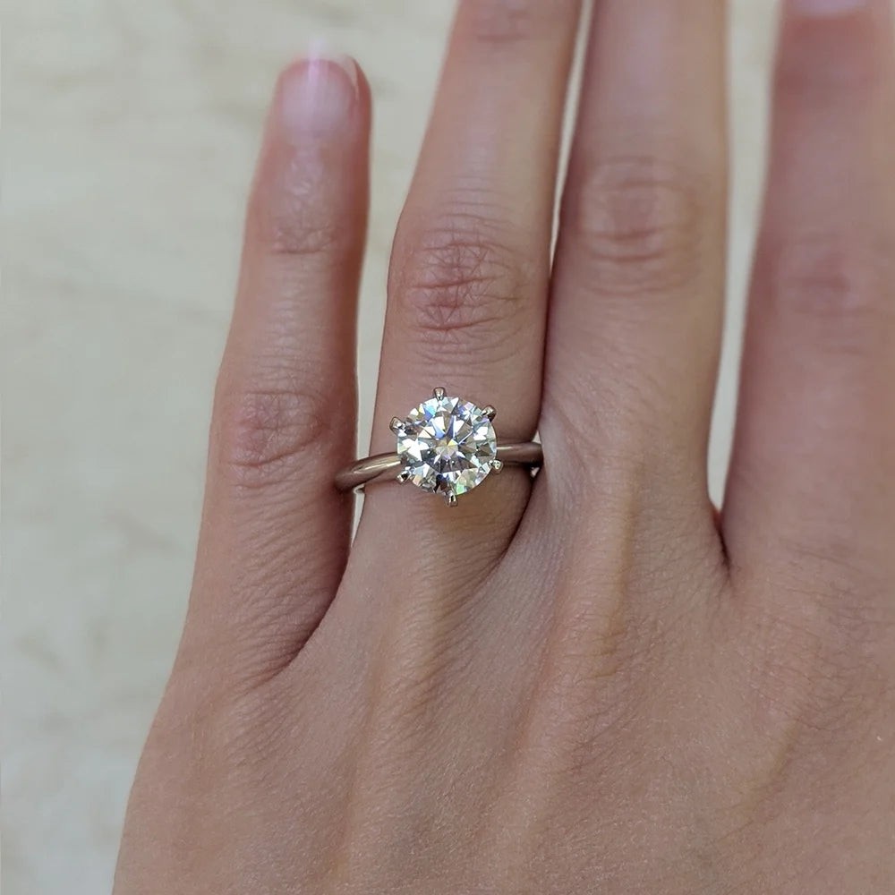 Platinum Plated Silver Solitaire Engagement Ring Q932