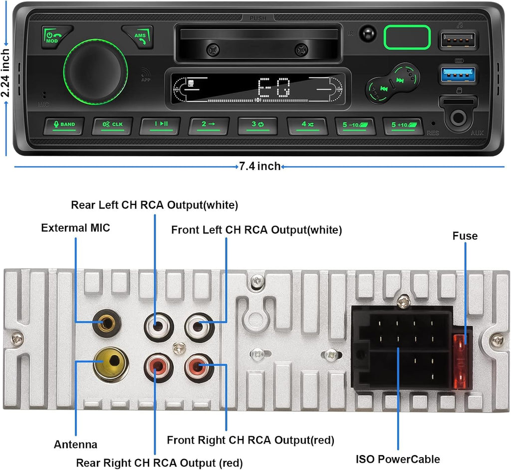 Single Din Car Stereo with Bluetooth MP3 Player, Pack of 2 X14764