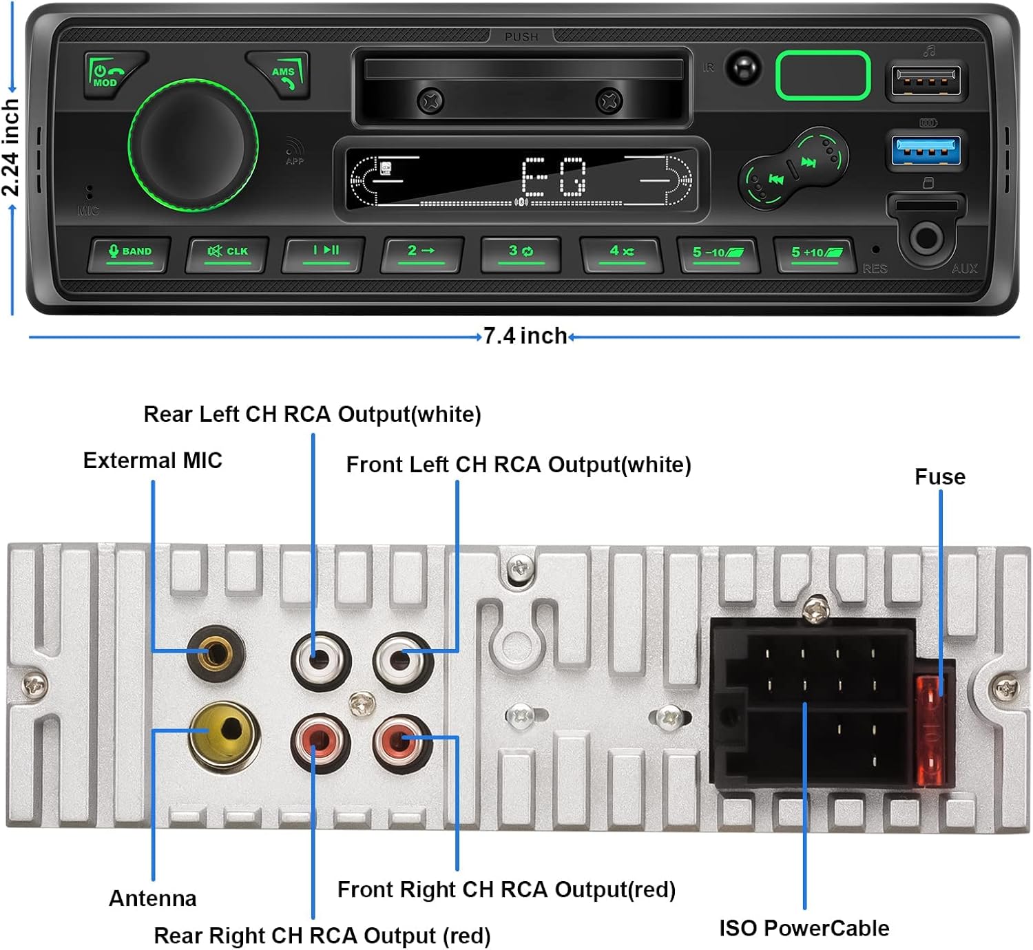 Single Din Car Stereo with Bluetooth MP3 Player, Pack of 2 X14764