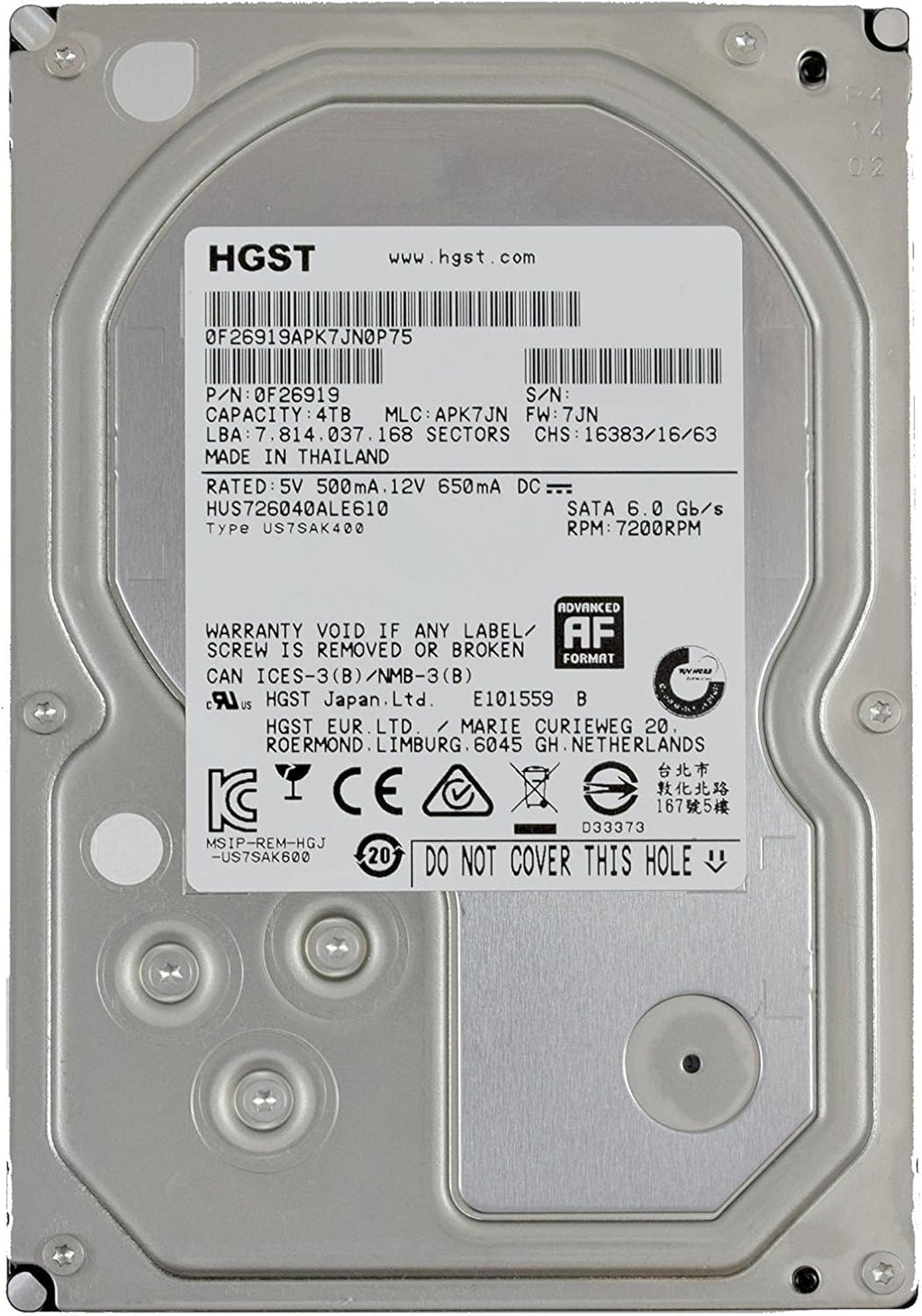 4TB 7200 RPM SATA 128MB Cache 3.5 Internal Enterprise Hard Drive S938788