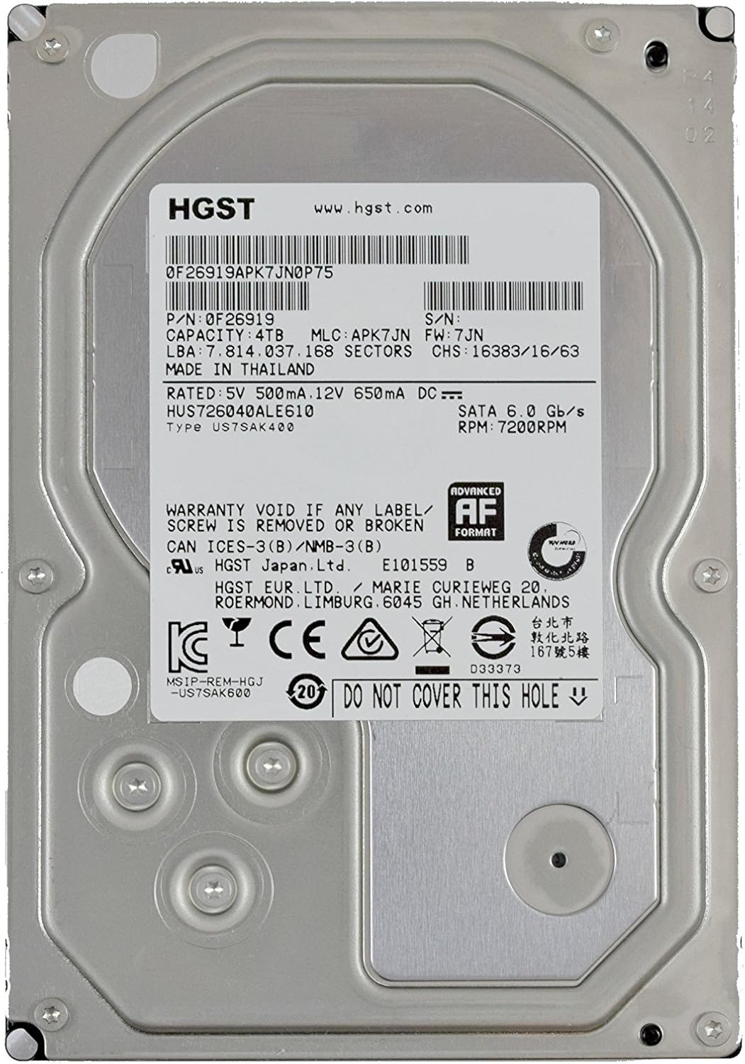 4TB 7200 RPM SATA 128MB Cache 3.5 Internal Enterprise Hard Drive S938788