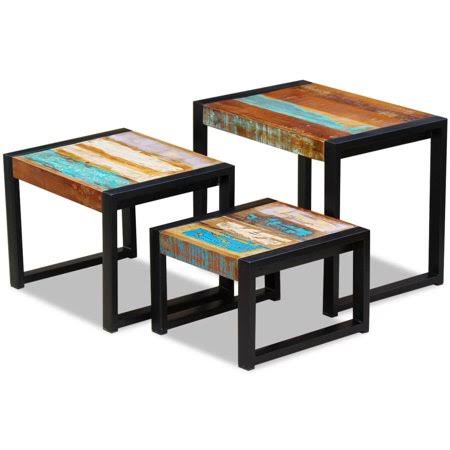 Three Piece Nesting Tables Solid Reclaimed Wood C942488