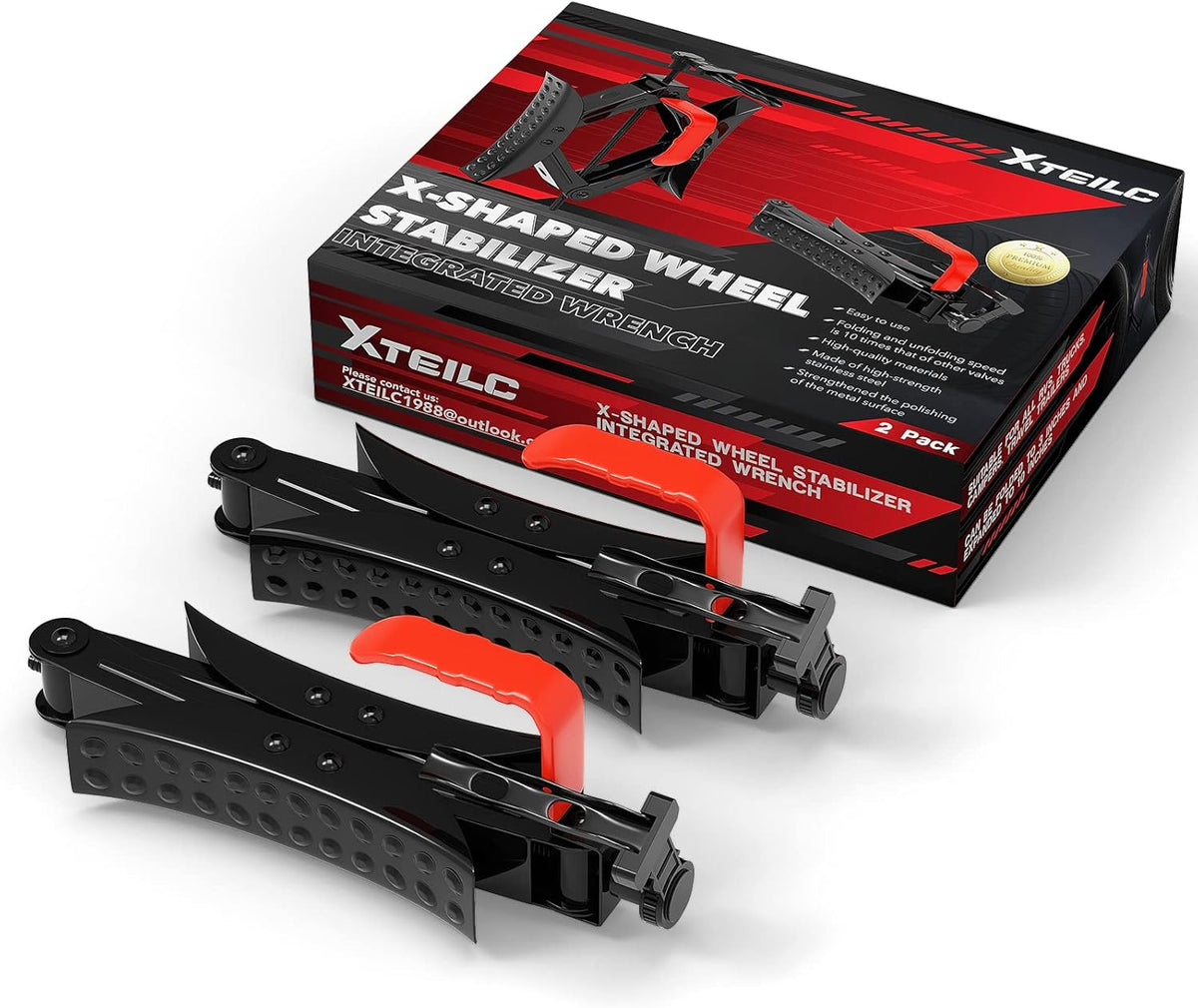 RV Wheel Chocks 2 Set Wheel Stabilizer with Ratchet Wrench M3597