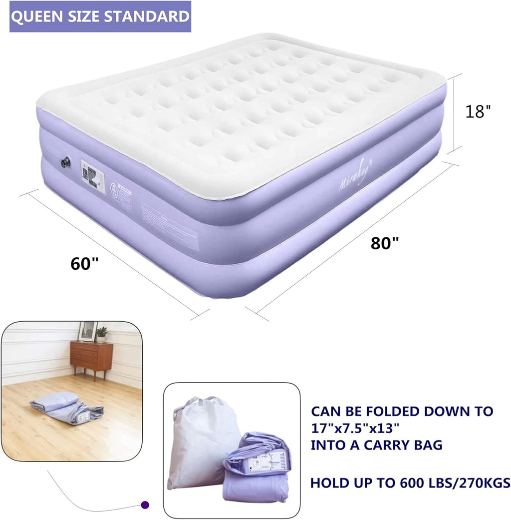 Queen Air Mattress with Built in Pump 18'' Double High Inflatable Bed Q3683
