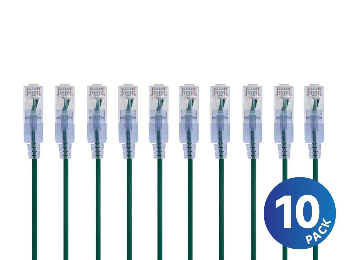 10-Pack Cat6a Ethernet Patch Cable, 25ft Green Z9427