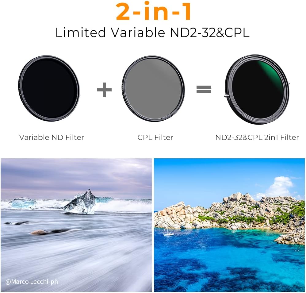 62mm Variable Fader ND2-ND32 ND Filter and CPL Circular Polarizing Filter 2 in 1 P472