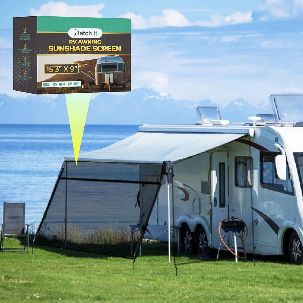 RV Awning Shade Screen 8x15.3’ with Zipper B3349