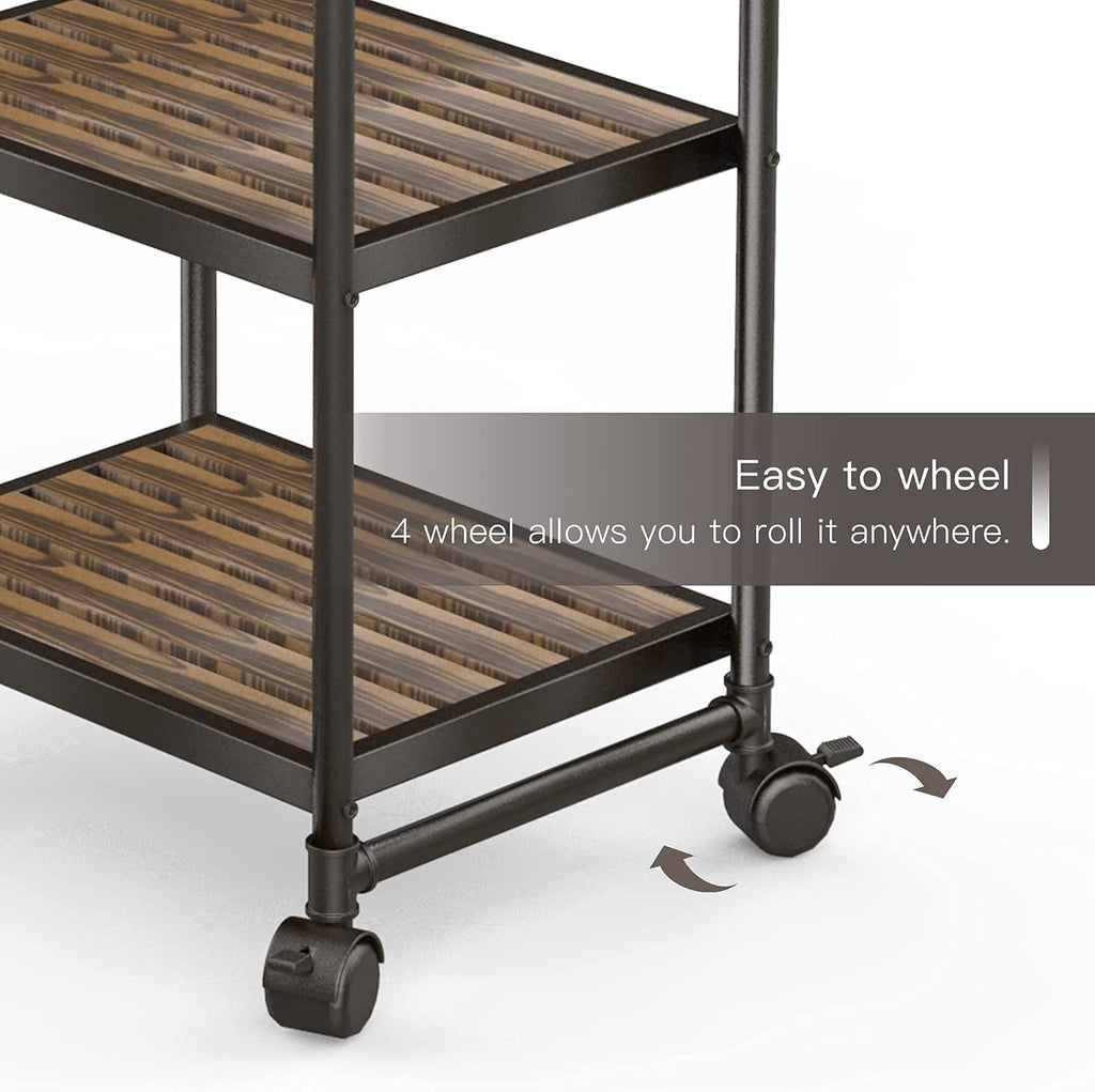 6-Tier Rolling Storage Cart with Metal Frames, Rustic Brown H831363