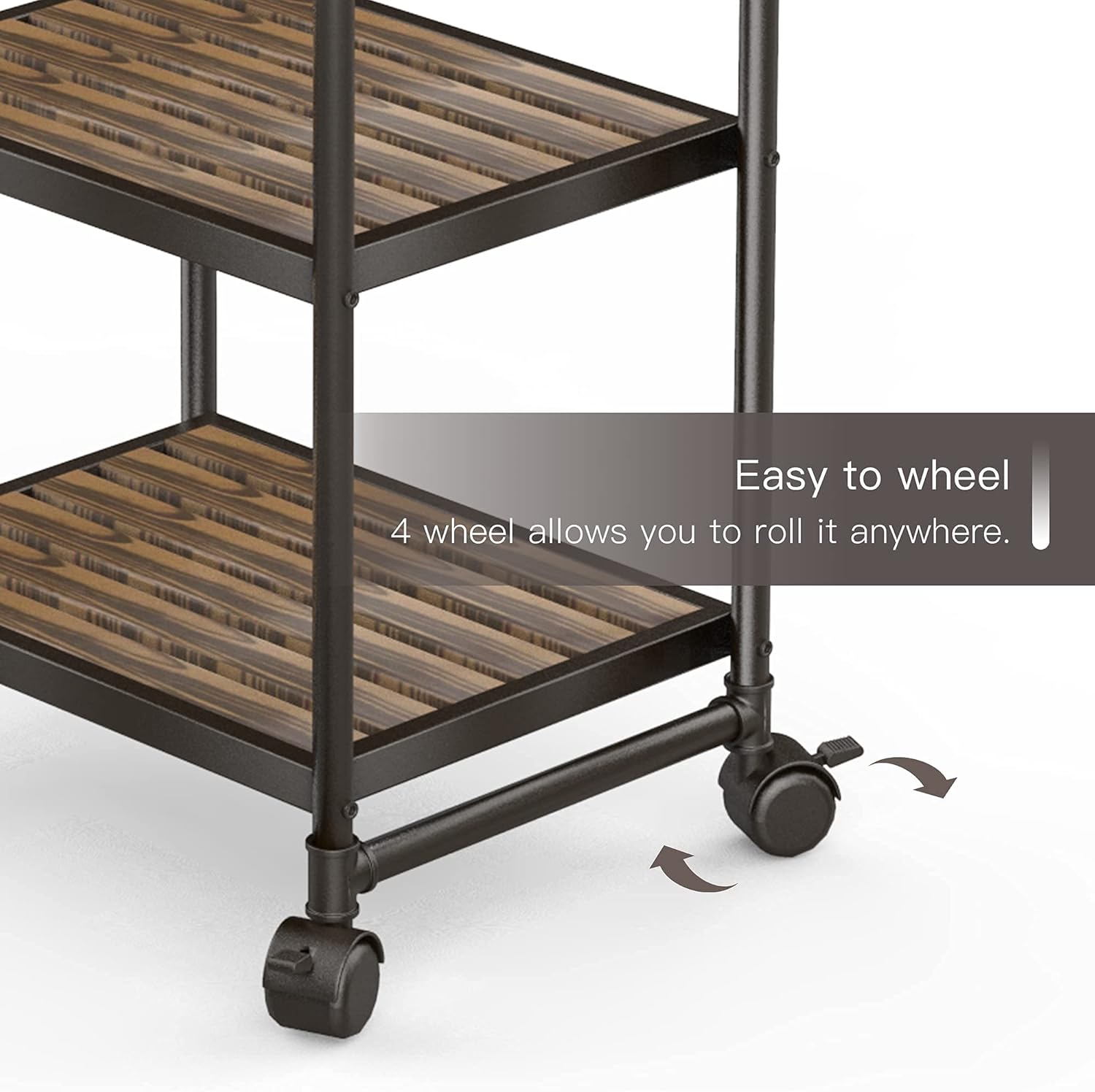 6-Tier Rolling Storage Cart with Metal Frames, Rustic Brown H831363
