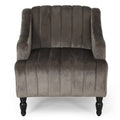 Gray and Dark Brown Velvet Club Chair I662191