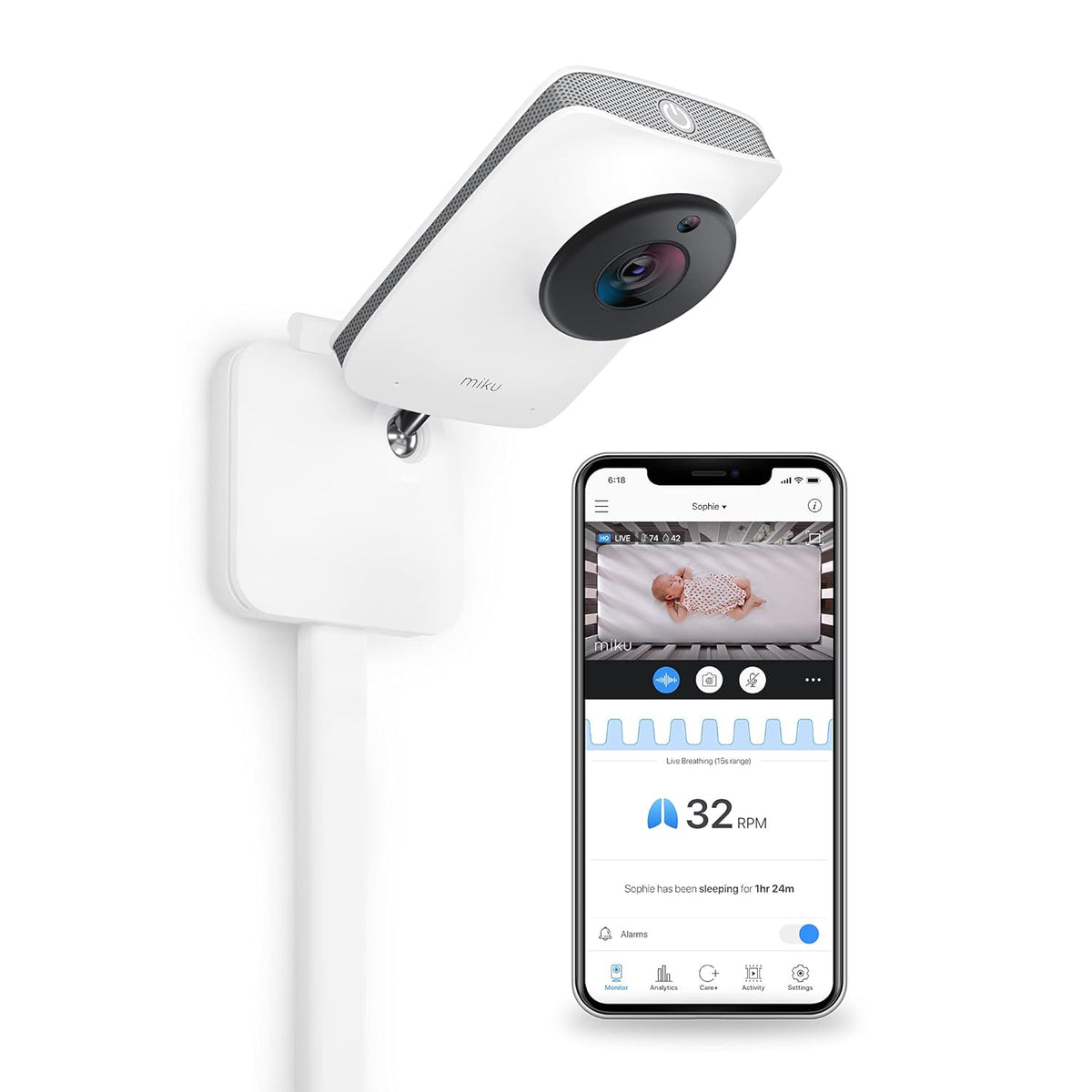 Contact-Free Breathing & Sleep Tracking Monitor with HD Video, Night Vision, Two-Way Talk R371