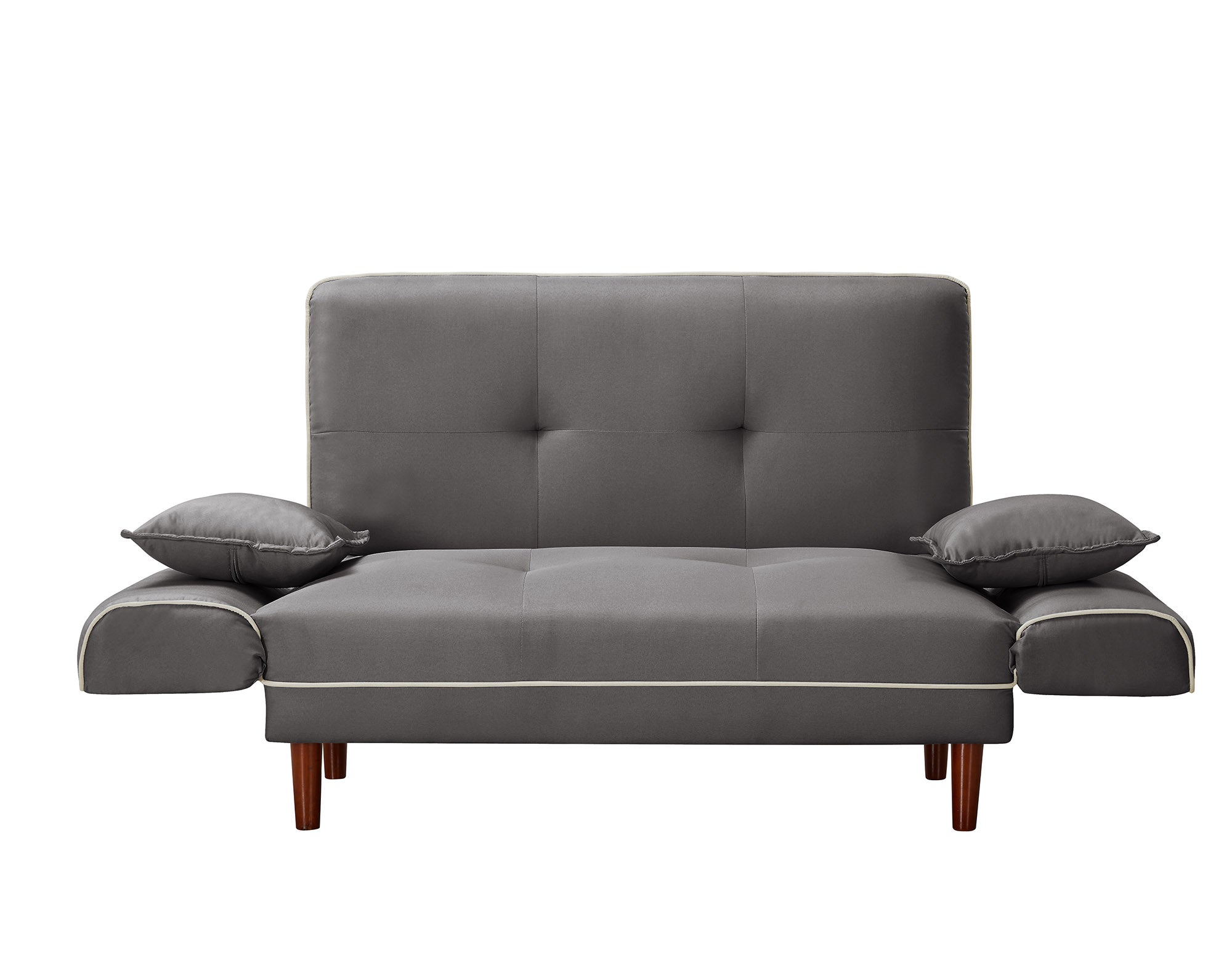 Grey Fabric Sofa Bed Sleeper with 2 Pillows Z8348